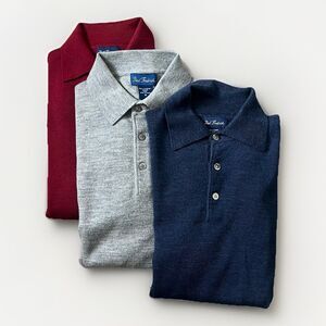 Lot Of 3 Paul Frederick Merino Wool Pullover Collared Sweaters